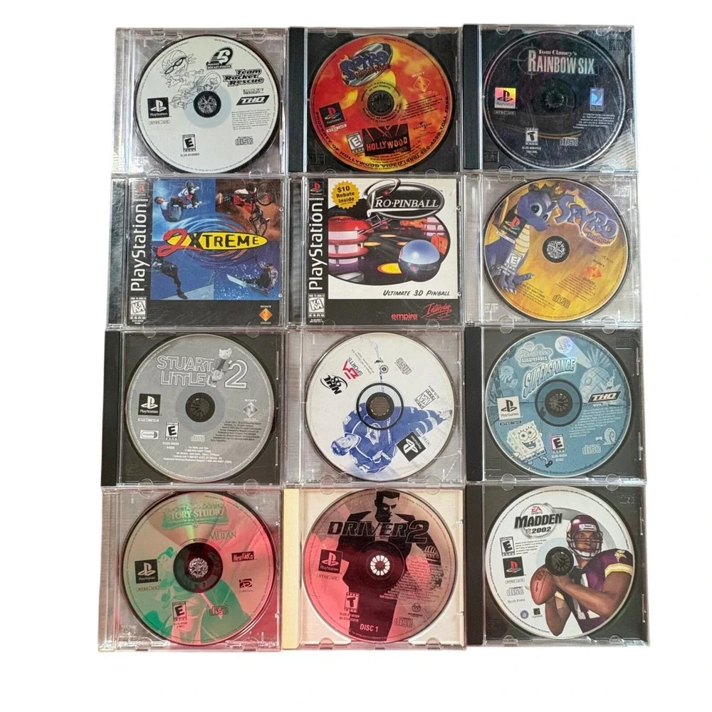 Sony PlayStation 1 PS1 Video Game Lot 12 Games Spyro Driver 2 Madden Good Bundle